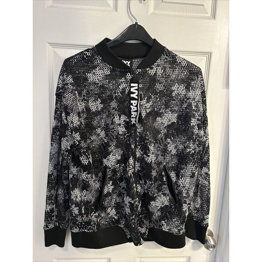 IVY PARK‎ JACKET Small Black White Mesh Beyoncé